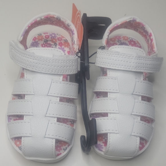 Wonder Nation White Kids Sandals with Floral Interior - Picture 1 of 6